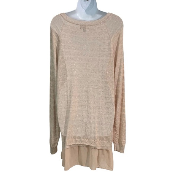 A.N.A. A New Approach Blush & Cream Striped Knit Sweater Sz 1X - Picture 3 of 6